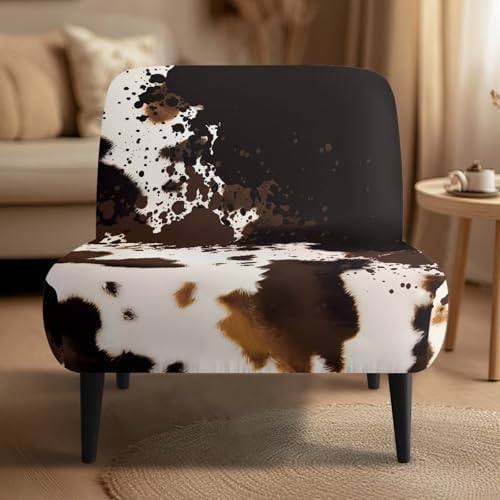 Stretch Armless Chair Slipcover with Cow Print Design