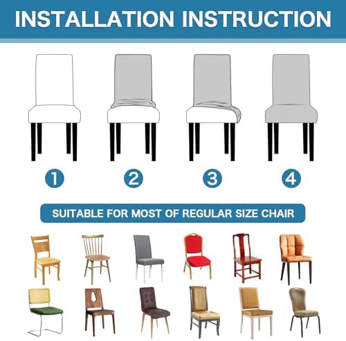 Turquoize Dining Chair Covers Set of 4 Beige Embroidery