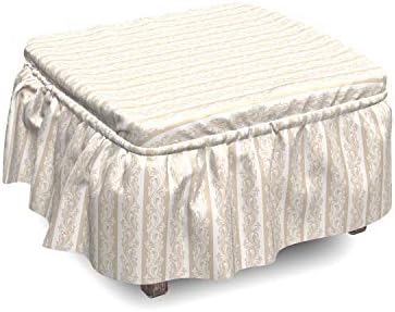Ambesonne Victorian Ottoman Cover 2 Piece Set Cream Tan