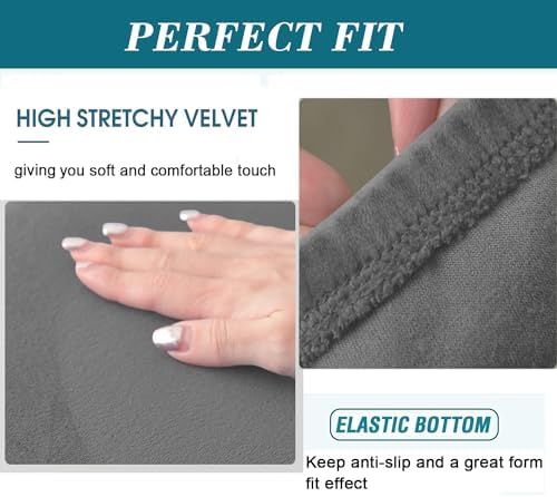 HFCNMY Stretch Velvet Ottoman Cover for Stools