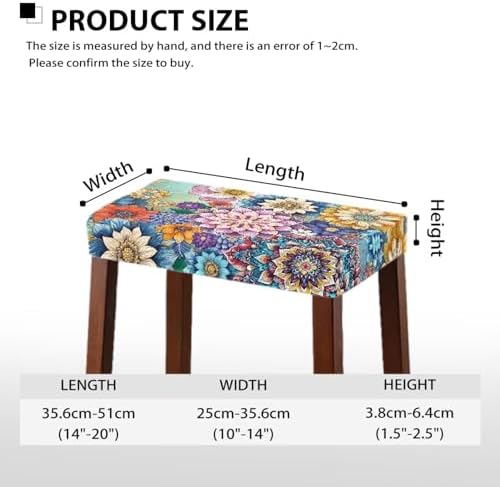 Boho Floral Stool Covers Set of 2 Non-Slip Washable