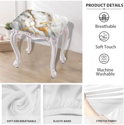 Marble Print Bar Stool Covers Set of 2