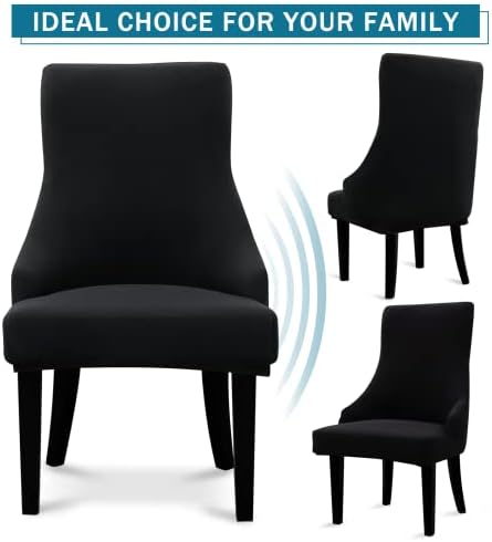 Liykimt Stretch Wingback Chair Slipcover Black Set of 2