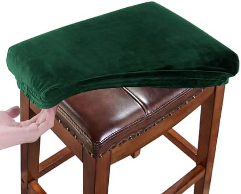 Stool Covers Rectangular Velvet Set of 2 Green