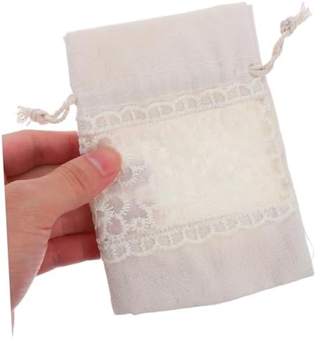 6pcs Lace Embroidered Canvas Drawstring Bags for Kids Birthday Parties