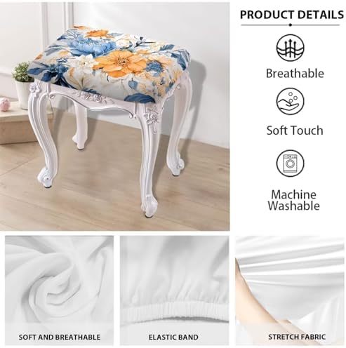 Luarisgur Flower Stool Covers Rectangular 2 Pack