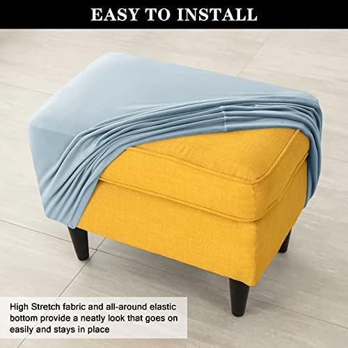 Stretch Velvet Ottoman Covers for Living Room Storage Stool