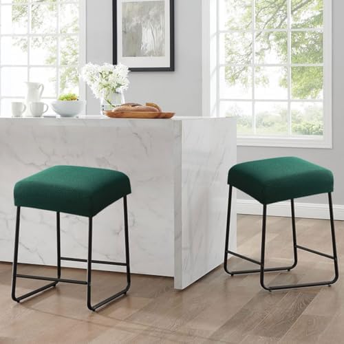 Levoberg Rectangle Bar Stool Cover Set of 2 Dark Green