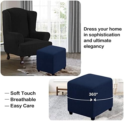 RHYII Ottoman Covers Slipcover Square Jacquard Footstool Protector
