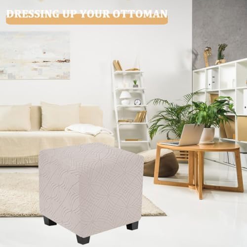 Bifaunvogel Square Ottoman Cover with Elastic Bottom S Beige