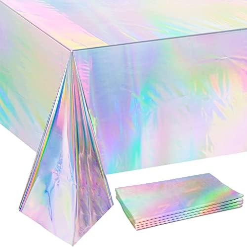 OHOME 4 Pack Iridescent Tablecloths for Parties