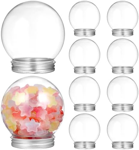 10pcs Clear Plastic Snow Globe Candy Containers with Aluminum Lid