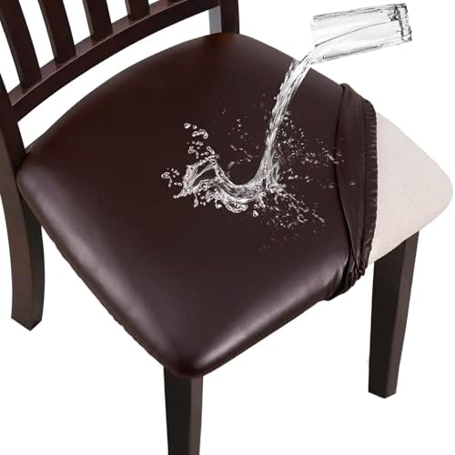YISUN Chair Seat Covers Set of 4 Waterproof PU Leather Dining Chair Slipcovers