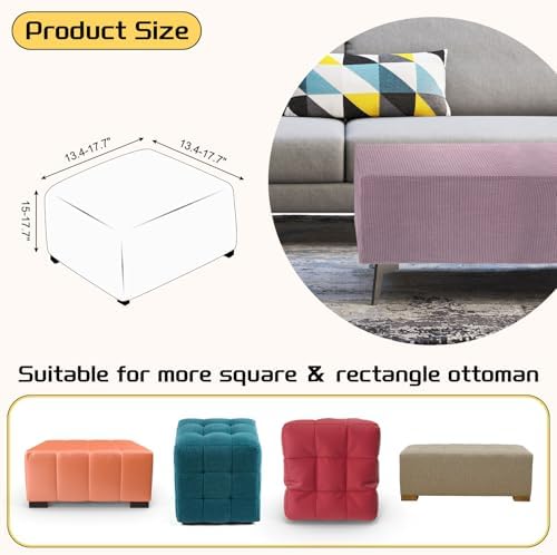 Uxcell Ottoman Cover Square Light Purple Small