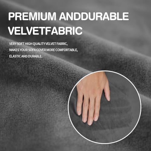 DUJUIKE Velvet Ottoman Cover with Elastic Bottom