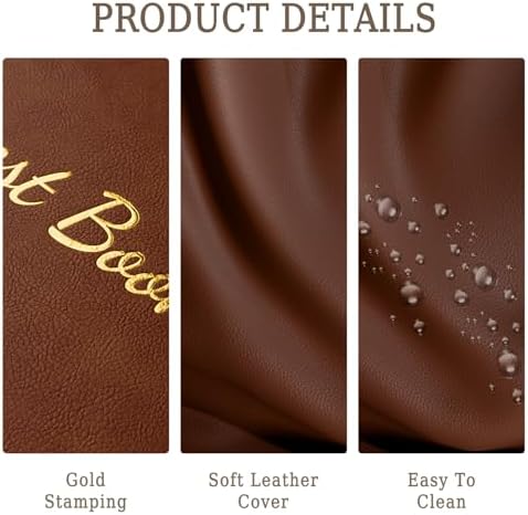 WEMATE Leather Guest Book with Pen for Weddings and Events Brown