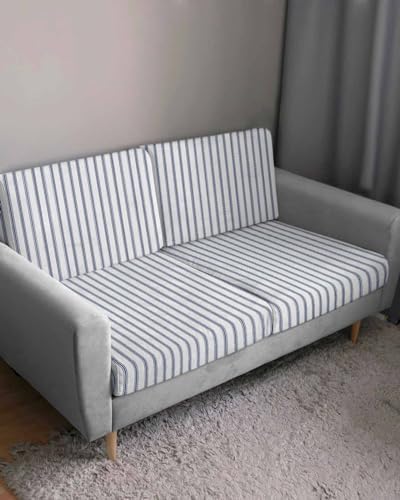 Navy Blue Striped Sofa Slipcovers with Elastic Bottom