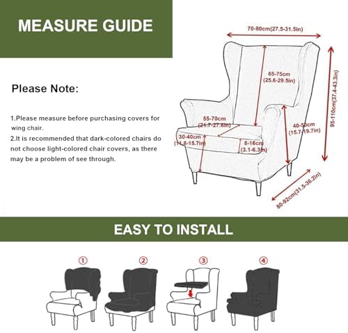 HAOYONG Stretch 2 Piece Wingback Chair Covers