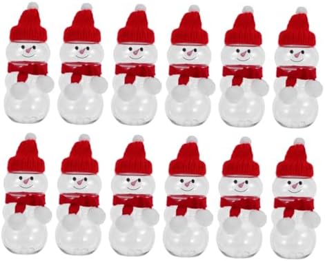 12 Set Snowman Juice Bottles With Mini Scarves Hat
