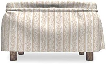 Ambesonne Victorian Ottoman Cover 2 Piece Set Cream Tan