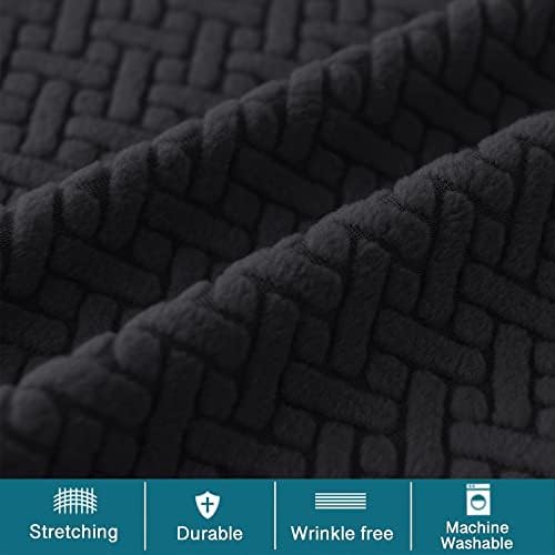HFCNMY Bar Stool Covers 2 Pack with Backs and Elastic Bands Black