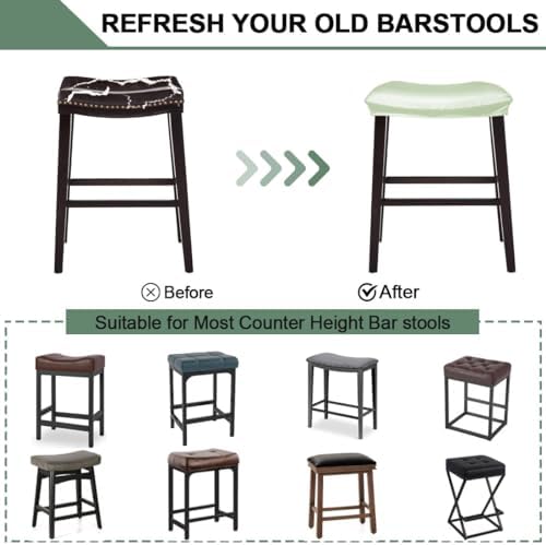 Waterproof PU Bar Stool Covers Set of 2 Light Green