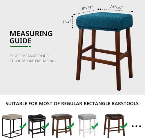 Stool Covers Rectangular Set of 2 Deep Teal