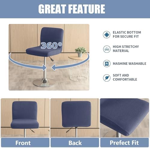 FUANGUI Bar Stool Covers with Back Waterproof Stretch Fit 4PCS Purple Textured