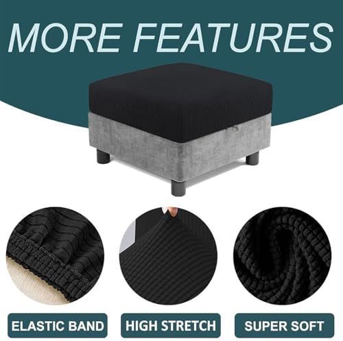 YOCOVER Stretch Modular Storage Ottoman Cover Dark Grey 1pcs
