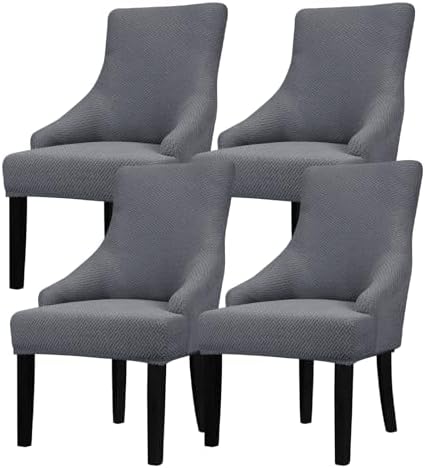 Lellen Stretch Wingback Chair Cover - 4PCS Dark Grey