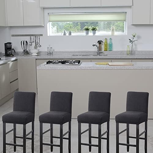 HFCNMY Bar Stool Covers 2 Pack with Backs and Elastic Bands Black