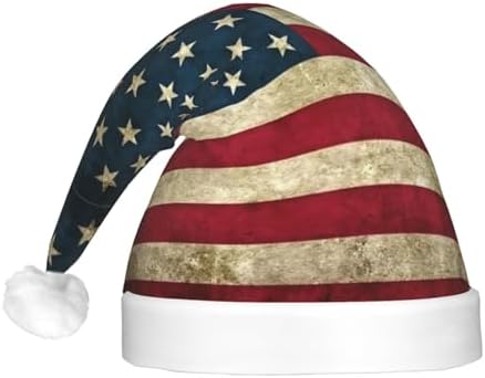 American Flag Print Christmas LED Santa Hat for Holiday Parties