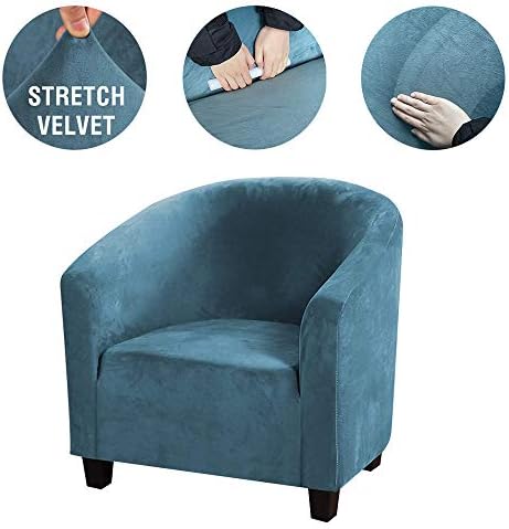 GULI Velvet Tub Chair Covers for Armchairs Blue