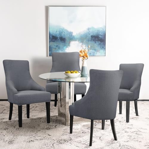 Lellen Stretch Wingback Chair Cover - 4PCS Dark Grey