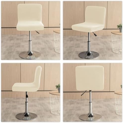 Velvet Bar Stool Covers Set of 2 Beige Stretchable