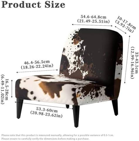 Stretch Armless Chair Slipcover with Cow Print Design