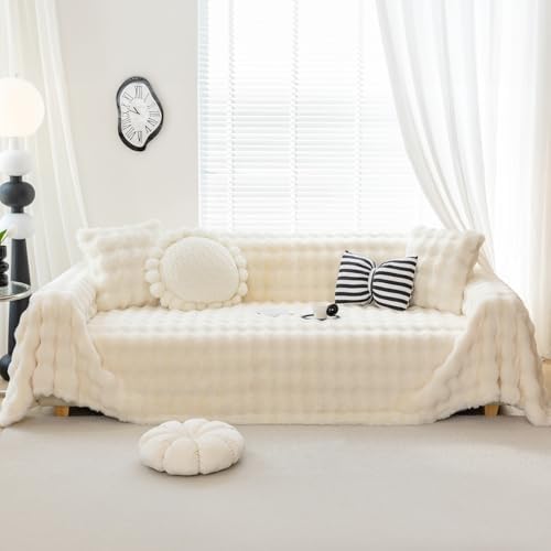 Fuzzy Plush Sofa Covers Faux Fur for 3 Cushion Couch