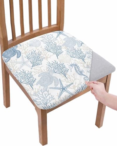 DecorLovee Blue Grey Coastal Chair Covers Set of 4