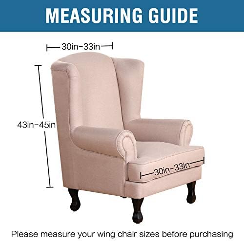 HVERSAILTEX 2 Piece Stretch Jacquard Wingback Chair Covers Ivory