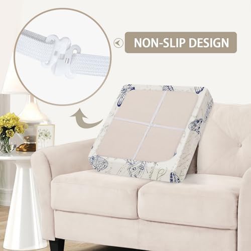 SearchI Stretch Printed Sofa Cushion Covers Butterfly Pattern Soft with Elastic Bottom