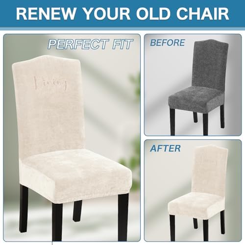 Turquoize Dining Chair Covers Set of 4 Beige Embroidery
