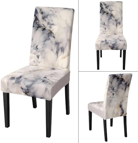JQinHome Dining Chair Covers Set of 4 Gray Marble