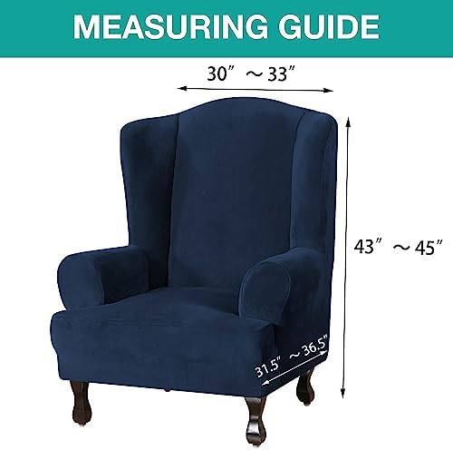 Turquoize Velvet Wing Chair Slipcover - Navy