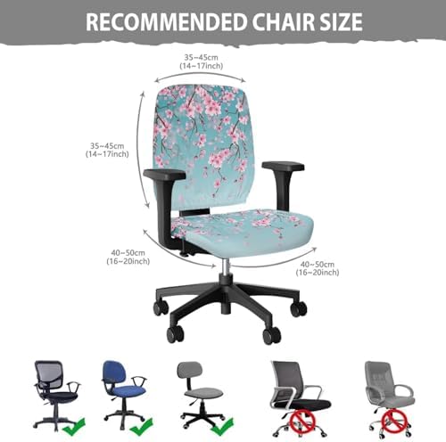 Talayituse Cherry Blossom Print Office Chair Cover 2-Piece Stretchable and Dustproof