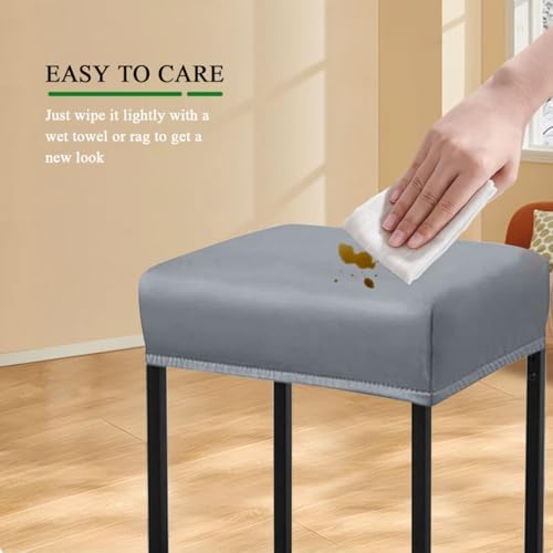 Waterproof Bar Stool Covers Set of 4 Dark Gray PU Leather