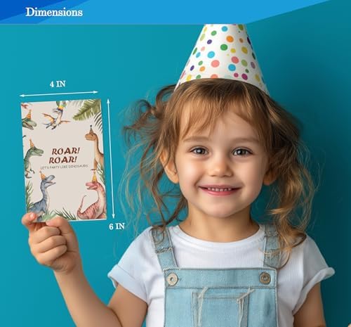 Fablus Dinosaur Birthday Invitations 4x6 30 Sets with Envelopes