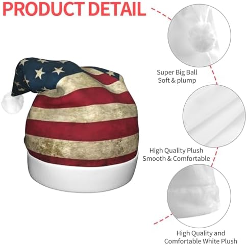American Flag Print Christmas LED Santa Hat for Holiday Parties