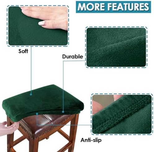 Stool Covers Rectangular Velvet Set of 2 Green