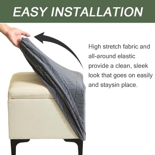 ZEaink Dark Gray Stretch Ottoman Slipcover Protector