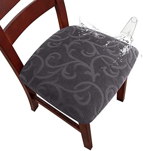 Genina Chair Seat Covers 2 Pack Dark Gray Flower Pattern